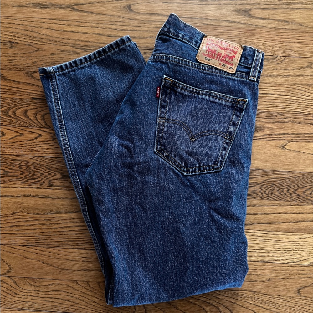 Levi's 505 33x30 Men's Dark Blue Relaxed Jeans